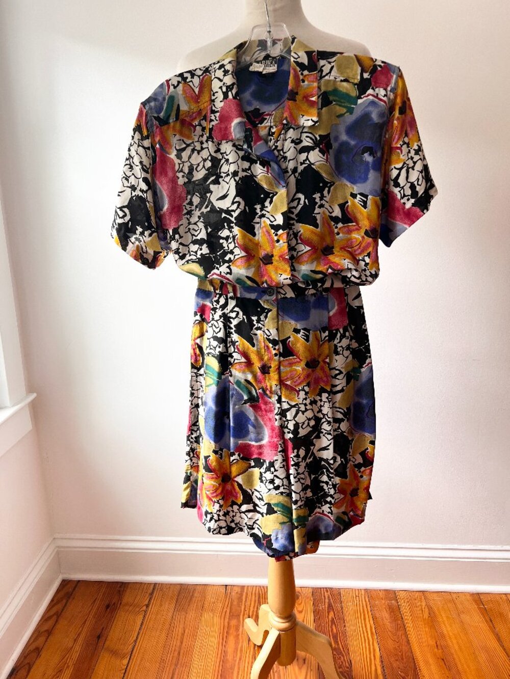Vintage Silk Floral Two Piece Short Set